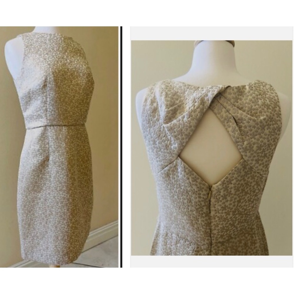 American Living Cream Floral Sheath Dress with Diamond Back Cutout